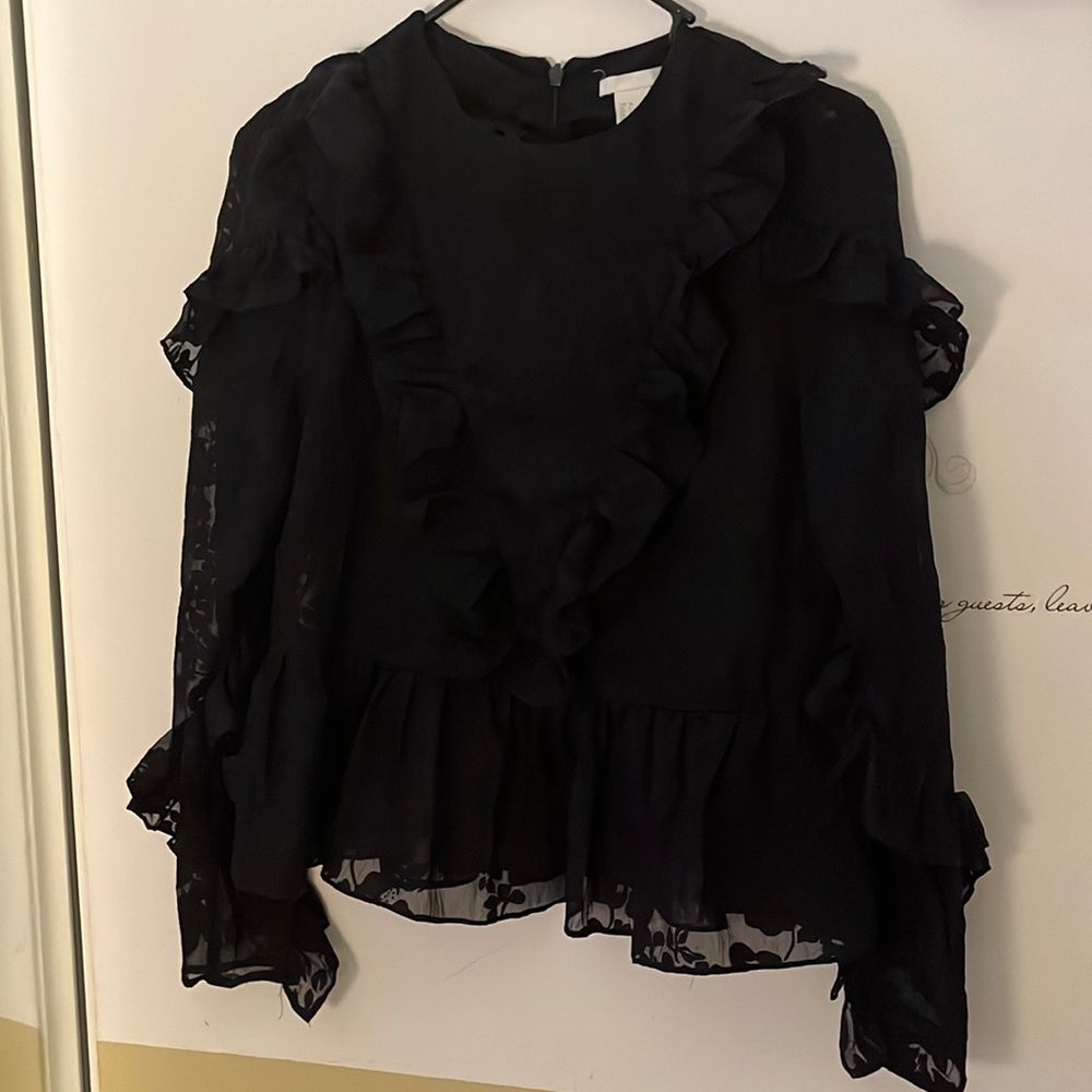 H&M Black Blouse with Floral Motif Pattern